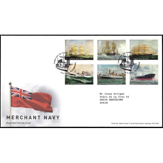 Gran Bretaña 3914/19 2013 SPD FDC Marina mercante y convoyes en tiempos de guerra Clydebank Sobre primer día Gran Bretaña 3914/19 2013 SPD FDC Marina mercante y convoyes en tiempos de guerra Clydebank Sobre primer día