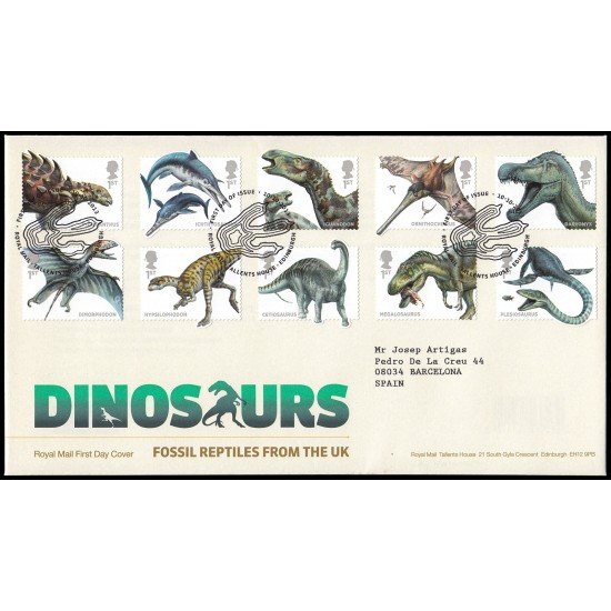 Gran Bretaña 3928/37 2013 SPD FDC Fauna prehistórica Dinosaurios Tallents House Edinburgh Sobre primer día Gran Bretaña 3928/37 2013 SPD FDC Fauna prehistórica Dinosaurios Tallents House Edinburgh Sobre primer día