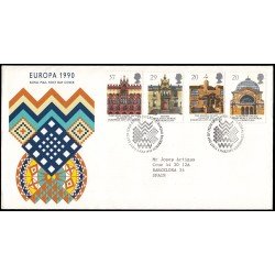 Gran Bretaña 1455/58 1990 SPD FDC Europa edificios postales de ayer y de hoy Philatelic Bureau Sobre primer día Gran Bretaña 1455/58 1990 SPD FDC Europa edificios postales de ayer y de hoy Philatelic Bureau Sobre primer día