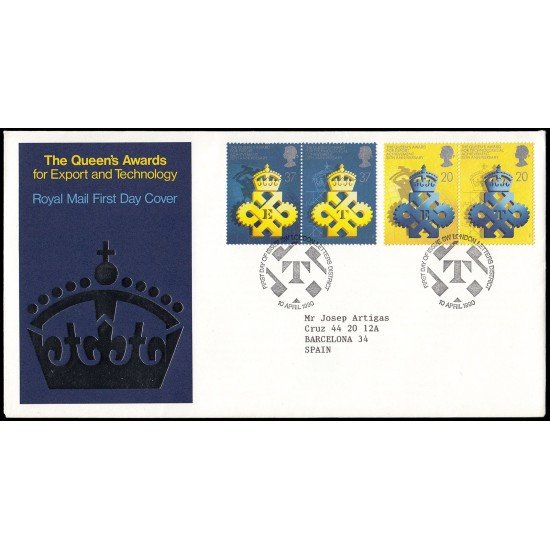 Gran Bretaña 1460/63 1990 SPD FDC 25 aniv. del Queens Award for Export and Technology London Sobre primer día Gran Bretaña 1460/63 1990 SPD FDC 25 aniv. del Queens Award for Export and Technology London Sobre primer día