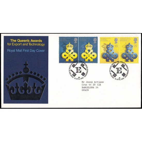 Gran Bretaña 1460/63 1990 SPD FDC 25 aniv. del Queens Award for Export and Technology Philatelic Bureau Sobre primer día Gran Bretaña 1460/63 1990 SPD FDC 25 aniv. del Queens Award for Export and Technology Philatelic Bureau Sobre primer día