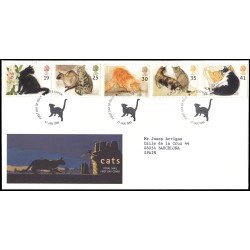 Gran Bretaña 1789/93 1995 SPD FDC Gatos Acuarelas de Elizabeth Blackadder Kitts Green Sobre primer día Gran Bretaña 1789/93 1995 SPD FDC Gatos Acuarelas de Elizabeth Blackadder Kitts Green Sobre primer día