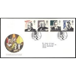 Gran Bretaña 1833/36 1995 SPD FDC Pioneros de la comunicación Rowland Hill y Guglielmo Marconi Philatelic Bureau Sobre primer día Gran Bretaña 1833/36 1995 SPD FDC Pioneros de la comunicación Rowland Hill y Guglielmo Marconi Philatelic Bureau Sobre primer día