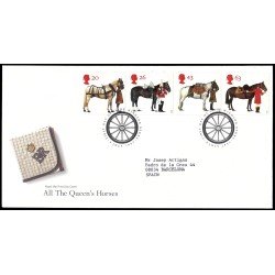 Gran Bretaña 1972/75 1997 SPD FDC Todos los caballos de la reina 50 aniv. de la Sociedad Británica del Caballo Windsor Sobre primer día Gran Bretaña 1972/75 1997 SPD FDC Todos los caballos de la reina 50 aniv. de la Sociedad Británica del Caballo Windsor Sobre primer día
