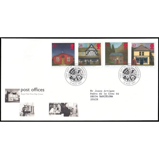 Gran Bretaña 1988/91 1997 SPD FDC Suboficinas de correos Wakefield Sobre primer día Gran Bretaña 1988/91 1997 SPD FDC Suboficinas de correos Wakefield Sobre primer día