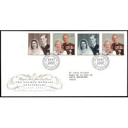 Gran Bretaña 2007/10 1997 SPD FDC Boda Real de Oro Philatelic Bureau Sobre primer día Gran Bretaña 2007/10 1997 SPD FDC Boda Real de Oro Philatelic Bureau Sobre primer día