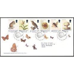 Gran Bretaña 2011/16 1998 SPD FDC Fauna y flora Especies en peligro Selborne Sobre primer día Gran Bretaña 2011/16 1998 SPD FDC Fauna y flora Especies en peligro Selborne Sobre primer día