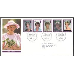 Gran Bretaña 2017/21 1998 SPD FDC Homenaje a Diana Princesa de Gales Philatelic Bureau Sobre primer día Gran Bretaña 2017/21 1998 SPD FDC Homenaje a Diana Princesa de Gales Philatelic Bureau Sobre primer día