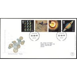 Gran Bretaña 2121/24 1999 SPD FDC Millennium Serie 8 Los científicos Philatelic Bureau Sobre primer día Gran Bretaña 2121/24 1999 SPD FDC Millennium Serie 8 Los científicos Philatelic Bureau Sobre primer día