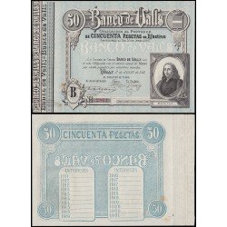 Billete Banco de Valls 50 ptas 1921 Sin circular Billete Banco de Valls 50 ptas 1921 Sin circular