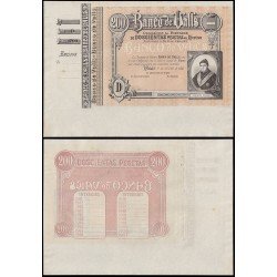 Billete Banco de Valls 200 ptas 1921 Sin firmas y sin numeración Con matriz Sin circular Billete Banco de Valls 200 ptas 1921 Sin firmas y sin numeración Con matriz Sin circular