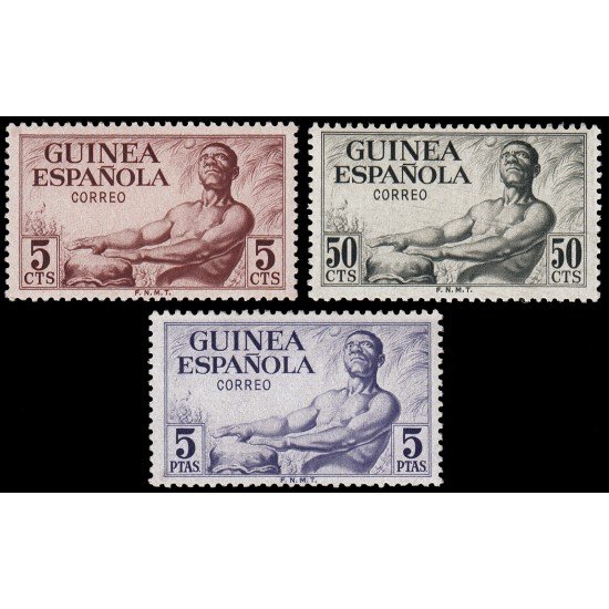 Guinea Española 311/13 1952 Indígena con tam-tam MNH Guinea Española 311/13 1952 Indígena con tam-tam MNH