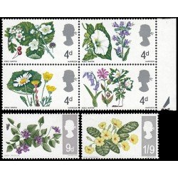 Gran Bretaña 465/70 1967 Isabel II y flores diversas MNH Gran Bretaña 465/70 1967 Isabel II y flores diversas MNH