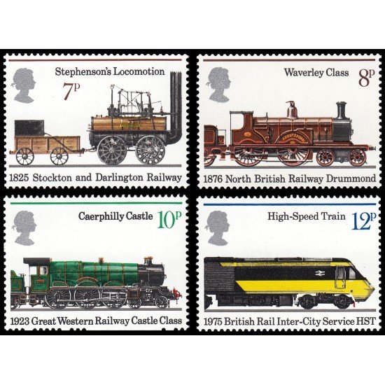 Gran Bretaña 760/63 1975 150 aniv. del primer tren público de vapor MNH Gran Bretaña 760/63 1975 150 aniv. del primer tren público de vapor MNH