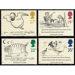 Gran Bretaña 1536/39 1988 Centenario de la muerte de Edward Lear autor de cuentos infantiles MNH Gran Bretaña 1536/39 1988 Centenario de la muerte de Edward Lear autor de cuentos infantiles MNH