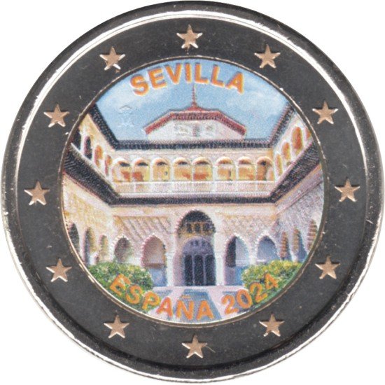España 2024 2 € euros conmemorativos Color 2 Alcázar Sevilla España 2024 2 € euros conmemorativos Color 2 Alcázar Sevilla