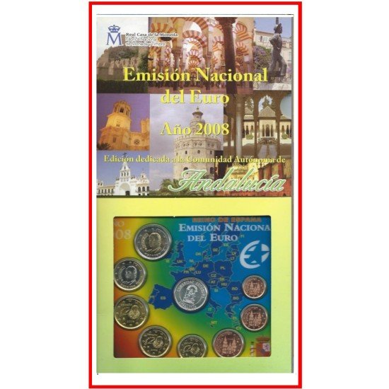 España Spain 2008 Cartera Oficical Euros € Serie Autonomías Andalucía+ medalla España Spain 2008 Cartera Oficical Euros € Serie Autonomías Andalucía+ medalla