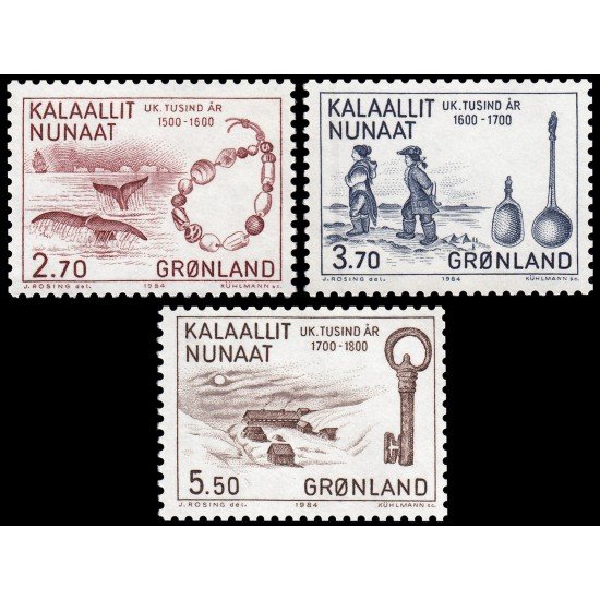 Groenlandia 136/38 1984 1000 años de Colonización de Groenlandia MNH Groenlandia 136/38 1984 1000 años de Colonización de Groenlandia MNH