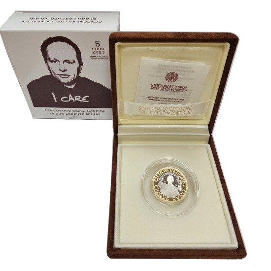 Vaticano 2023 Cartera Oficial Estuche Moneda 5€ euros proof Lorenzo Milani Vaticano 2023 Cartera Oficial Estuche Moneda 5€ euros proof Lorenzo Milani