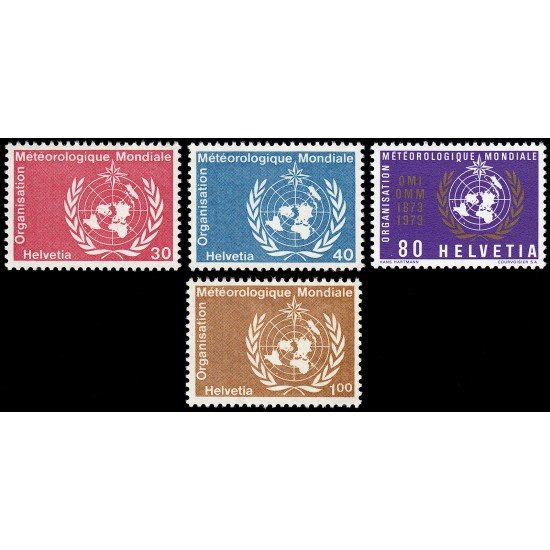 Suiza Switzerland Servicios 437/40 1973 Centenario de la Organización Meteorológica Mundial MNH Suiza Switzerland Servicios 437/40 1973 Centenario de la Organización Meteorológica Mundial MNH