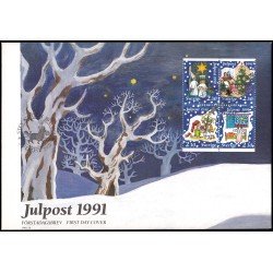 Suecia Sweden SPD FDC 1677/80 1991 Navidad 400 aniv. de libros infantiles en Suecia Sobre primer día