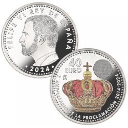 España 2024 40 Euros de plata 40€ Color Aniv. Proclamación Felipe VI España 2024 40 Euros de plata 40€ Color Aniv. Proclamación Felipe VI