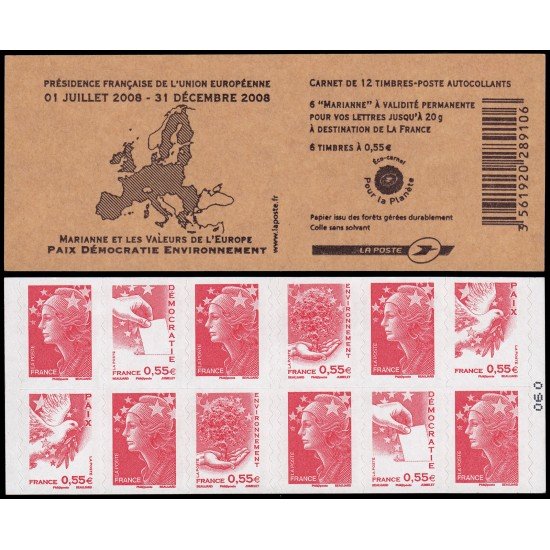 France Francia Carnet 1516-C Tipo Marianne de Beaujard 6 sellos nº 4197 y 6 nº 4198-4199-4200 Autoadhesivos France Francia Carnet 1516-C Tipo Marianne de Beaujard 6 sellos nº 4197 y 6 nº 4198-4199-4200 Autoadhesivos