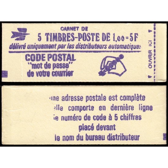 France Francia Carnets 1972-C1 Tipo Sabine de Gandon rojo 5 sellos MNH France Francia Carnets 1972-C1 Tipo Sabine de Gandon rojo 5 sellos MNH