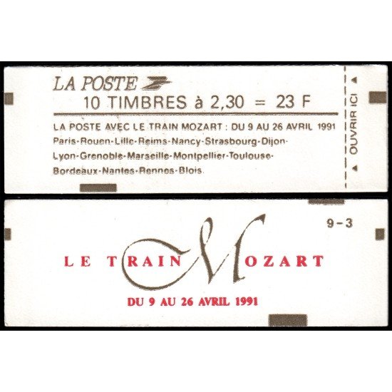 France Francia Carnets 2614-C11 Tipo Marianne de Briat rojo Le train Mozart 10 sellos MNH France Francia Carnets 2614-C11 Tipo Marianne de Briat rojo Le train Mozart 10 sellos MNH