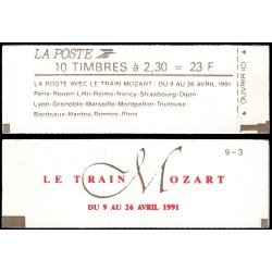 France Francia Carnets 2614-C11a Tipo Marianne de Briat rojo Le train Mozart 10 sellos MNH France Francia Carnets 2614-C11a Tipo Marianne de Briat rojo Le train Mozart 10 sellos MNH