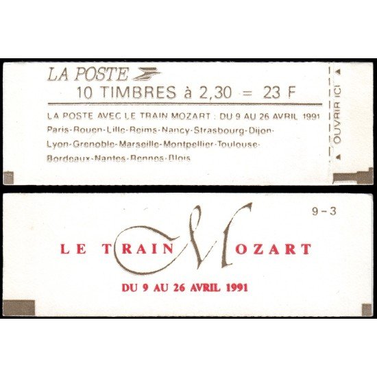 France Francia Carnets 2614-C11a Tipo Marianne de Briat rojo Le train Mozart 10 sellos MNH France Francia Carnets 2614-C11a Tipo Marianne de Briat rojo Le train Mozart 10 sellos MNH