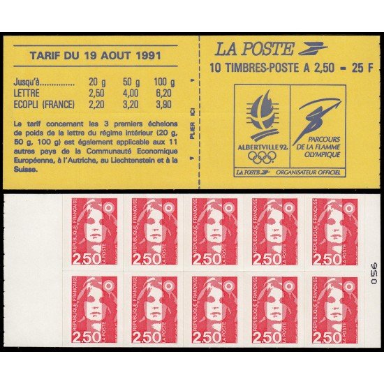 France Francia Carnets 2720-C1 Tipo Marianne de Briat rojo 10 sellos MNH France Francia Carnets 2720-C1 Tipo Marianne de Briat rojo 10 sellos MNH