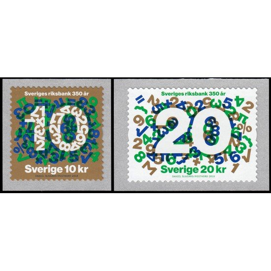 Suecia Sweden 3194/95 2018 350 años del Banco de Suecia Autoadhesivos Suecia Sweden 3194/95 2018 350 años del Banco de Suecia Autoadhesivos