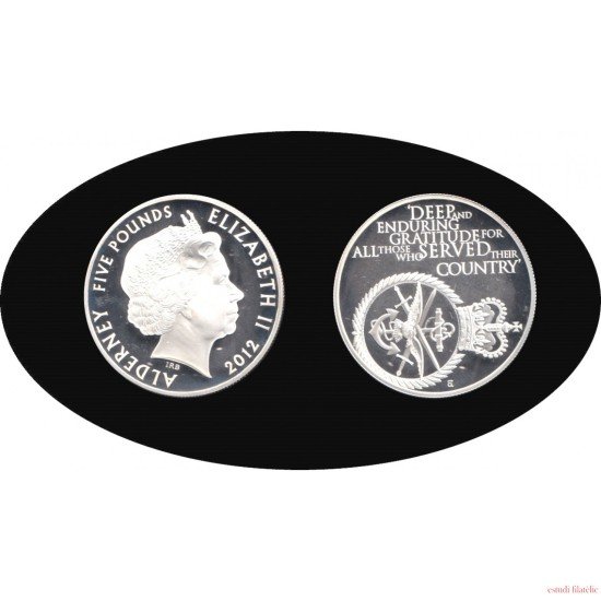 Alderney 2012 5 libras Escudo Shield Plata Ag Alderney 2012 5 libras Escudo Shield Plata Ag