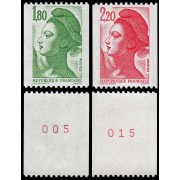 France Francia 2378a/79a 1983 Libertad de Gandon MNH France Francia 2378a/79a 1983 Libertad de Gandon MNH