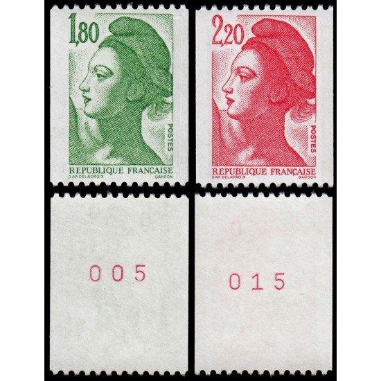 France Francia 2378a/79a 1983 Libertad de Gandon MNH France Francia 2378a/79a 1983 Libertad de Gandon MNH