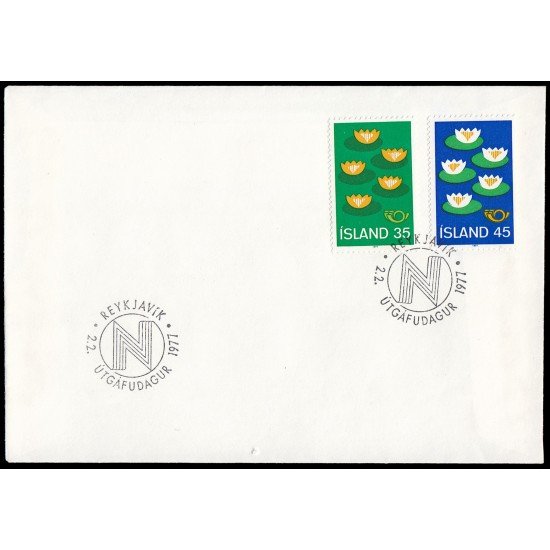 Islandia Iceland 473/74 SPD FDC Nórdico 1977 Nenúfares Sobre Primer Día Islandia Iceland 473/74 SPD FDC Nórdico 1977 Nenúfares Sobre Primer Día