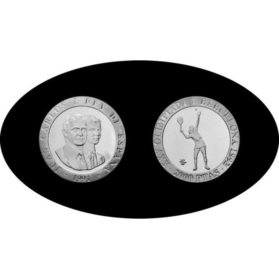 España Spain 1991 2000 ptas Juan Carlos I Barcelona 92 Tennis Plata Ag España Spain 1991 2000 ptas Juan Carlos I Barcelona 92 Tennis Plata Ag