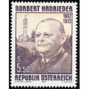 Öesterreich Austria   Nº 1889   1992  150º Aniv. del nacimiento de Norbert Hanrieder-escritor-Lujo