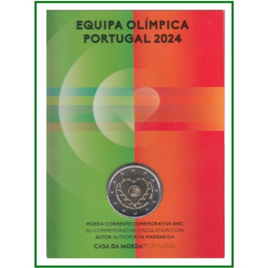 Portugal 2024 Cartera Of Coin Card Moneda 2 € Equipo Olímpico Portugal 2024 Cartera Of Coin Card Moneda 2 € Equipo Olímpico