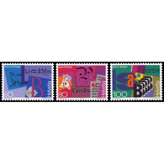 Suiza Switzerland 1449/51 1994 Serie El libro y la prensa MNH Suiza Switzerland 1449/51 1994 Serie El libro y la prensa MNH