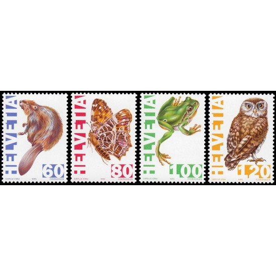 Suiza Switzerland 1472/75 1995 Fauna Especies indígenas amenazadas MNH Suiza Switzerland 1472/75 1995 Fauna Especies indígenas amenazadas MNH