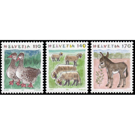 Suiza Switzerland 1491/93 1995 Animales VI MNH Suiza Switzerland 1491/93 1995 Animales VI MNH