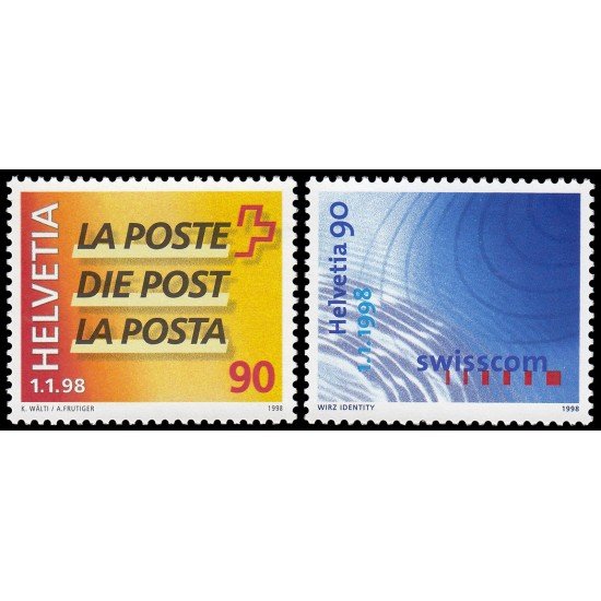 Suiza Switzerland 1561/62 1998 División del PTT suizo MNH