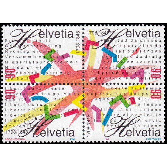 Suiza Switzerland 1563/66 1998 Aniv. del Estado Federal y República helvética MNH Suiza Switzerland 1563/66 1998 Aniv. del Estado Federal y República helvética MNH