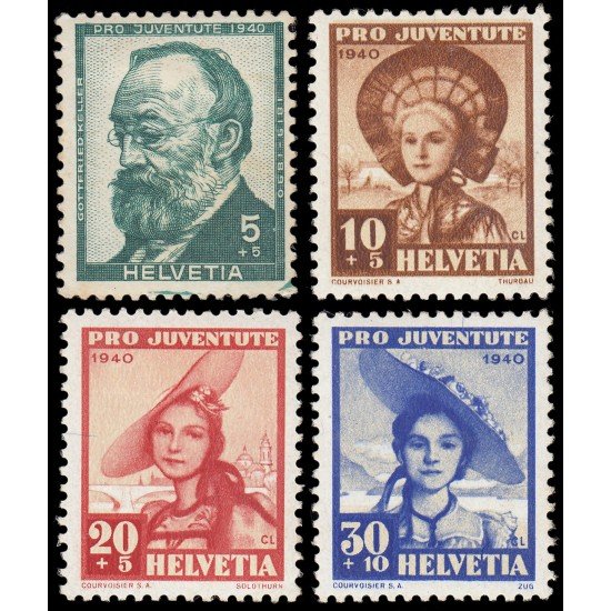 Suiza Switzerland 354/57 1940 Pro juventud Gottfried Keller MH Suiza Switzerland 354/57 1940 Pro juventud Gottfried Keller MH
