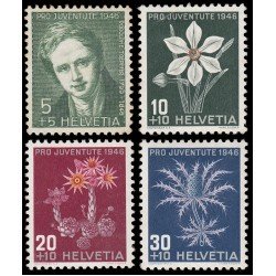 Suiza Switzerland 433/36 1946 Pro juventud Rodolphe Toepffer Flores flowers MH Suiza Switzerland 433/36 1946 Pro juventud Rodolphe Toepffer Flores flowers MH