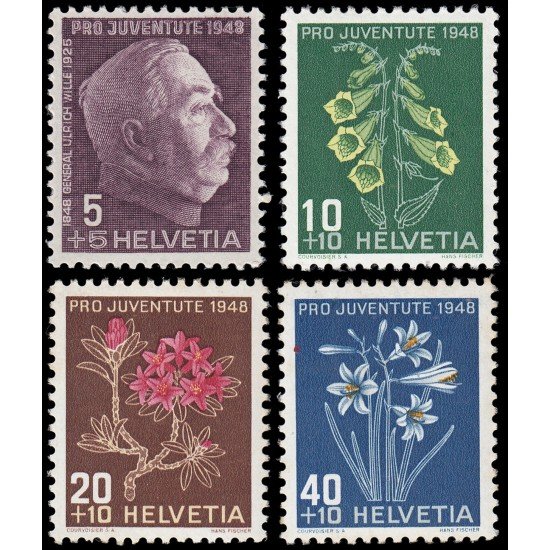 Suiza Switzerland 467/70 1948 Pro juventud Ulrich Wille MNH Suiza Switzerland 467/70 1948 Pro juventud Ulrich Wille MNH