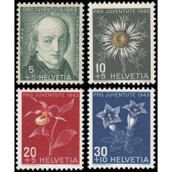 Suiza Switzerland 388/91 1943 Pro juventud M. Fellenberg Flores Flowers MNH Suiza Switzerland 388/91 1943 Pro juventud M. Fellenberg Flores Flowers MNH