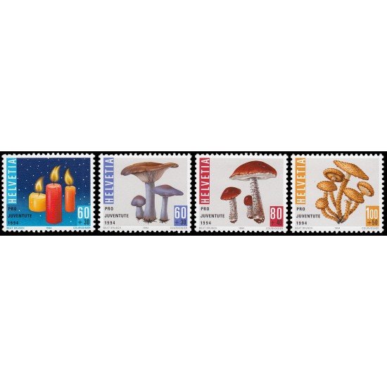 Suiza Switzerland 1464/67 1994 Pro juventud Navidad Setas MNH Suiza Switzerland 1464/67 1994 Pro juventud Navidad Setas MNH